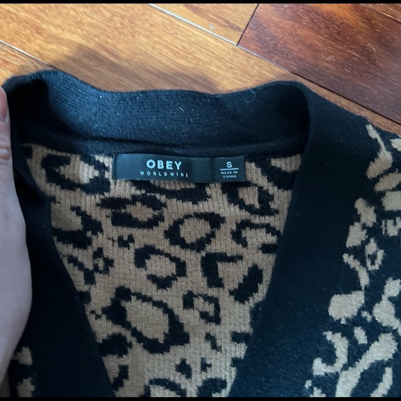 Obey Leopard Cardigan - size small - Picture 3 of 4